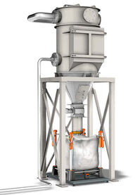 Vacuum suction system for high pressure extraction of process dust adjacent to the machine tool. Dust disposal is with Big Bag containers.